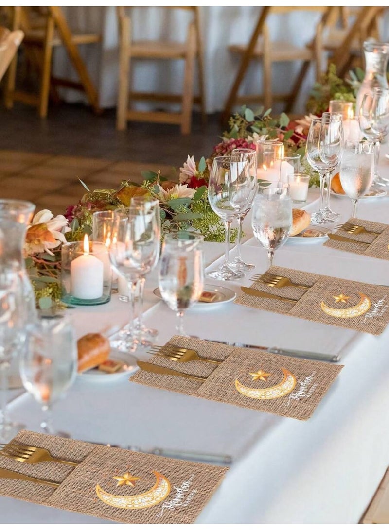 Ramadan Decoration Burlap Cutlery Holders Set of 5 – 21 × 11 cm, Perfect for Ramadan Table Decor - Image 4